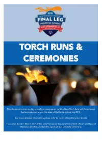 Torch Runs & Ceremonies