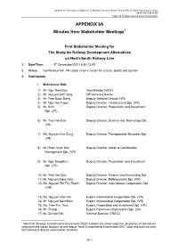 APPENDIX 8A Minutes from Stakeholder Meetings1