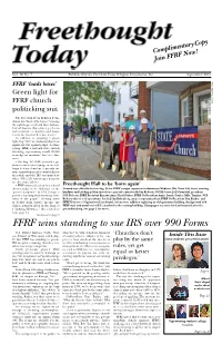 FFRF Wins Standing to Sue IRS Over 990 Forms U.S