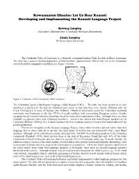 Kowassaaton Ilhaalos: Let Us Hear Koasati Developing and Implementing the Koasati Language Project