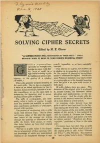 Solving Cipher Secrets
