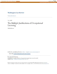 The Multiple Justifications of Occupational Licensing, 93 Wash