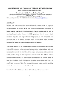 Case Study on Co2 Transport Pipeline Network Design for Humber Region in the Uk