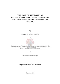 Day of the Lord” As Reconciliation Between Judgement and Salvation in the “Book of the Twelve”
