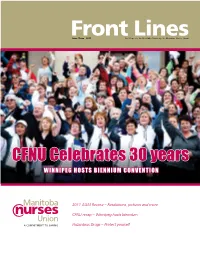 Front Lines Is Published by the Manitoba Nurses Union (MNU)