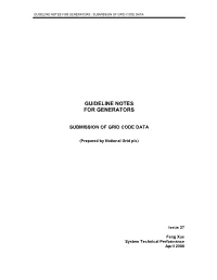 Guideline Notes for Generators - Submission of Grid Code Data