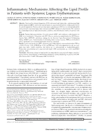 Inflammatory Mechanisms Affecting the Lipid Profile in Patients with Systemic Lupus Erythematosus CECILIA P