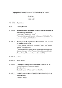 Symposium on Systematics and Diversity of Fishes Program