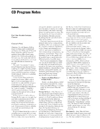 CD Program Notes