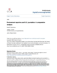 Environment Reporters and US Journalists