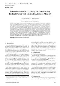 Implementation of C Library for Constructing Packrat Parser with Statically Allocated Memory