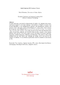 South Algerian EFL Learners' Errors Bachir Bouhania, University Of