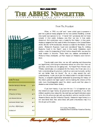 The Abbhs Newsletter Alabama Bench and Ba R Historical Society