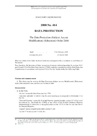 The Data Protection (Subject Access Modification) (Education) Order 2000