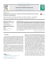 Biobutanol Recovery from Model Solutions/Fermentation Broth Using Tripotassium Phosphate