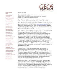 I Am Chief Scientist and President at Geos Institute, a Climate-Based Non- Lara J