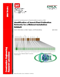 Identification of Insect-Plant Pollination Networks for a Midwest Installation: Fort Mccoy, WI 5B