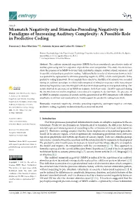 Mismatch Negativity and Stimulus-Preceding Negativity in Paradigms of Increasing Auditory Complexity: a Possible Role in Predictive Coding