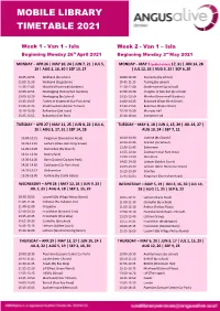 Mobile Library Timetable 2021