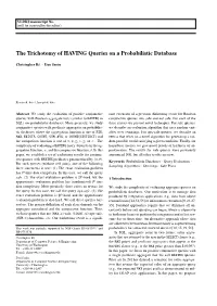 The Trichotomy of HAVING Queries on a Probabilistic Database
