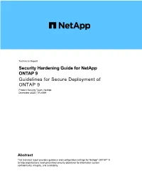TR-4569: Security Hardening Guide for Netapp ONTAP 9
