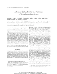 A General Explanation for the Persistence of Reproductive Interference