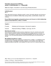 Formative Assessment: Writing Grade 8 CCSS Standard 1.C – History/SS