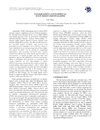 NUCLEAR SAFETY LAUNCH APPROVAL: MULTI-MISSION LESSONS LEARNED Yale Chang the Johns Hopkins University Applied Physics Laboratory