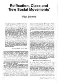 Reification, Class and 'New Social Movements'