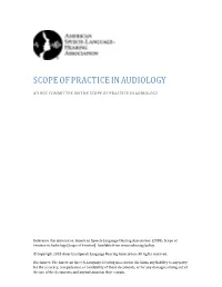 Scope of Practice in Audiology