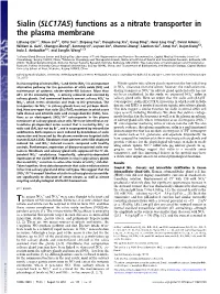 Sialin (SLC17A5) Functions As a Nitrate Transporter in the Plasma Membrane