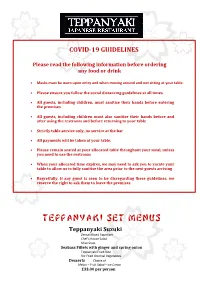 Teppanyaki Set Menus