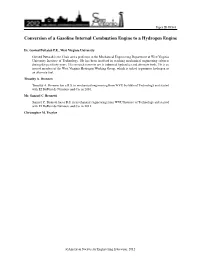Conversion of a Gasoline Internal Combustion Engine to a Hydrogen Engine
