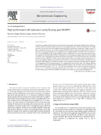 High Performance Full Subtractor Using Floating-Gate MOSFET