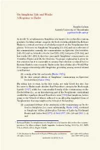 On Simplicius' Life and Works: a Response to Hadot