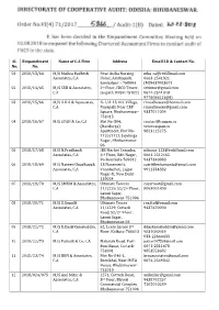 Sl. No. Empanelment No. Name of C.A Firm Address Email I.D & Contact