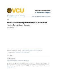 A Framework for Forming Resident-Controlled Manufactured Housing Communities in Richmond