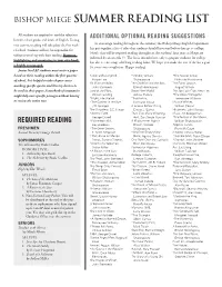 Bishop Miege SUMMER READING LIST