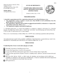 CHARITABLE ORGANIZATION INITIAL REGISTRATION FORM Website Address INSTRUCTIONS (Pursuant to Minn
