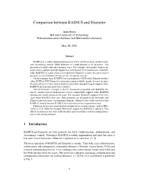 Comparison Between RADIUS and Diameter