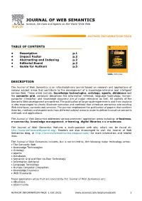 JOURNAL of WEB SEMANTICS Science, Services and Agents on the World Wide Web