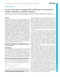 Leucine-Rich Repeat Containing 8A Contributes to the Expansion Of