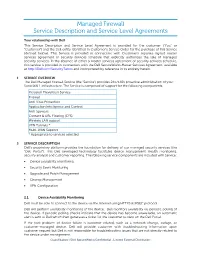 Managed Firewall Service Description and Service Level Agreements