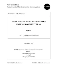 Zoar Valley Multiple Use Area Unit Management Plan