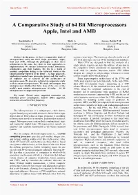 A Comparative Study of 64 Bit Microprocessors Apple, Intel and AMD