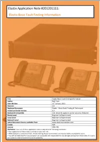 Elastix Application Note #201201111: Elastix Basic Fault Finding Information