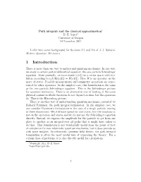 Path Integrals and the Classical Approximation1 D