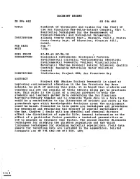 SE 016 645 Handbook of Techniques and Guides for the Study Of