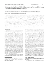 Bioinformatics Analysis of HKDC1 Expression in Non-Small Cell Lung Cancer and Its Relationship to Survival