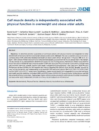 Calf Muscle Density Is Independently Associated with Physical Function in Overweight and Obese Older Adults